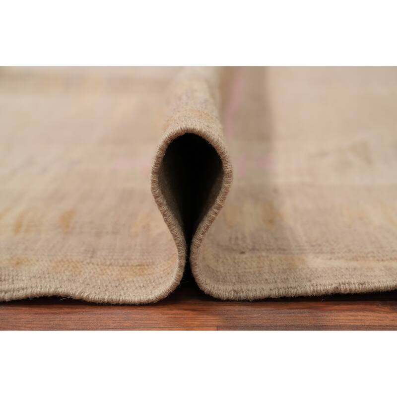 Hand Woven Oriental 100% Wool Carpet Southwestern Tribal Beige & Ivories Kilim Area Rug - 11' 11'' X 9' 1''