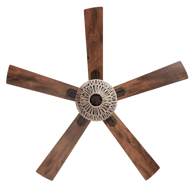 The Curated Nomad Carillon 52-inch Woven Rope 5-blade LED Ceiling Fan