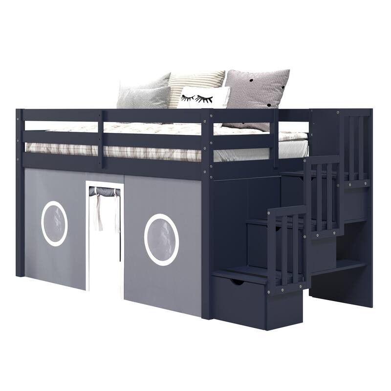 Taylor & Olive Trillium Low Loft Twin Bed with 3 Step-Stairway