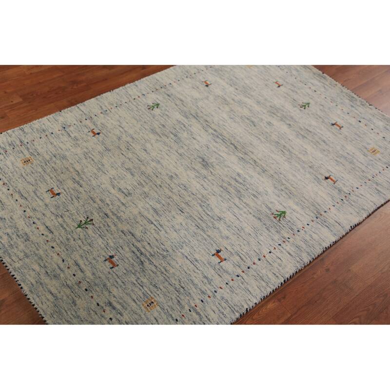 Tribal Gabbeh Oriental Rug Hand-Knotted Wool Carpet - 3'11"x 5'10"