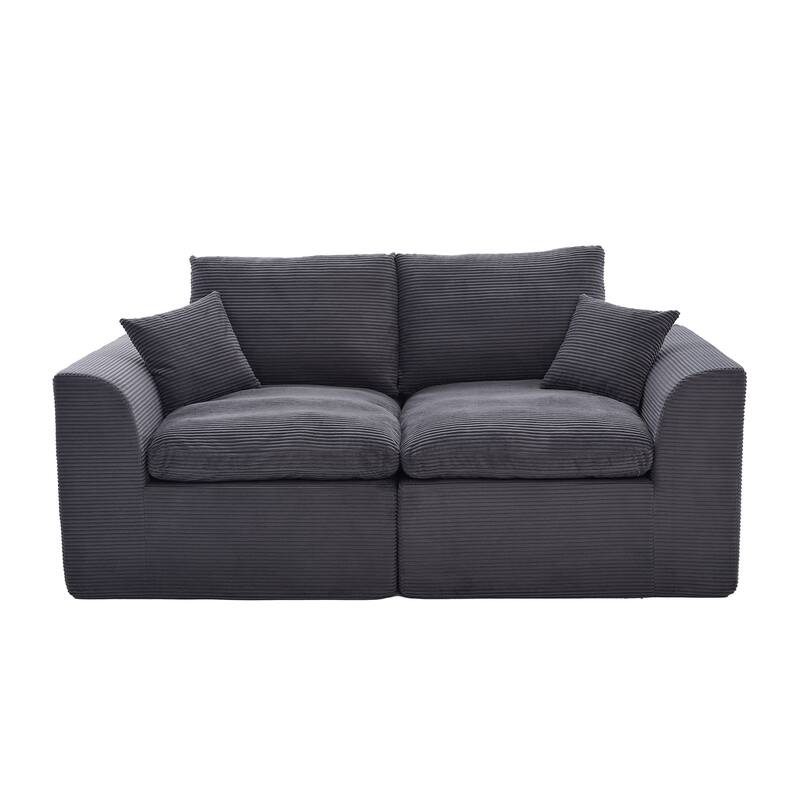 Sectional Sofa Loveseat with Armrests, Dark Gray Sofa Couch Sleeper Sofa Convertible Couch 2 Seat Sofa Couch - Dark Gray