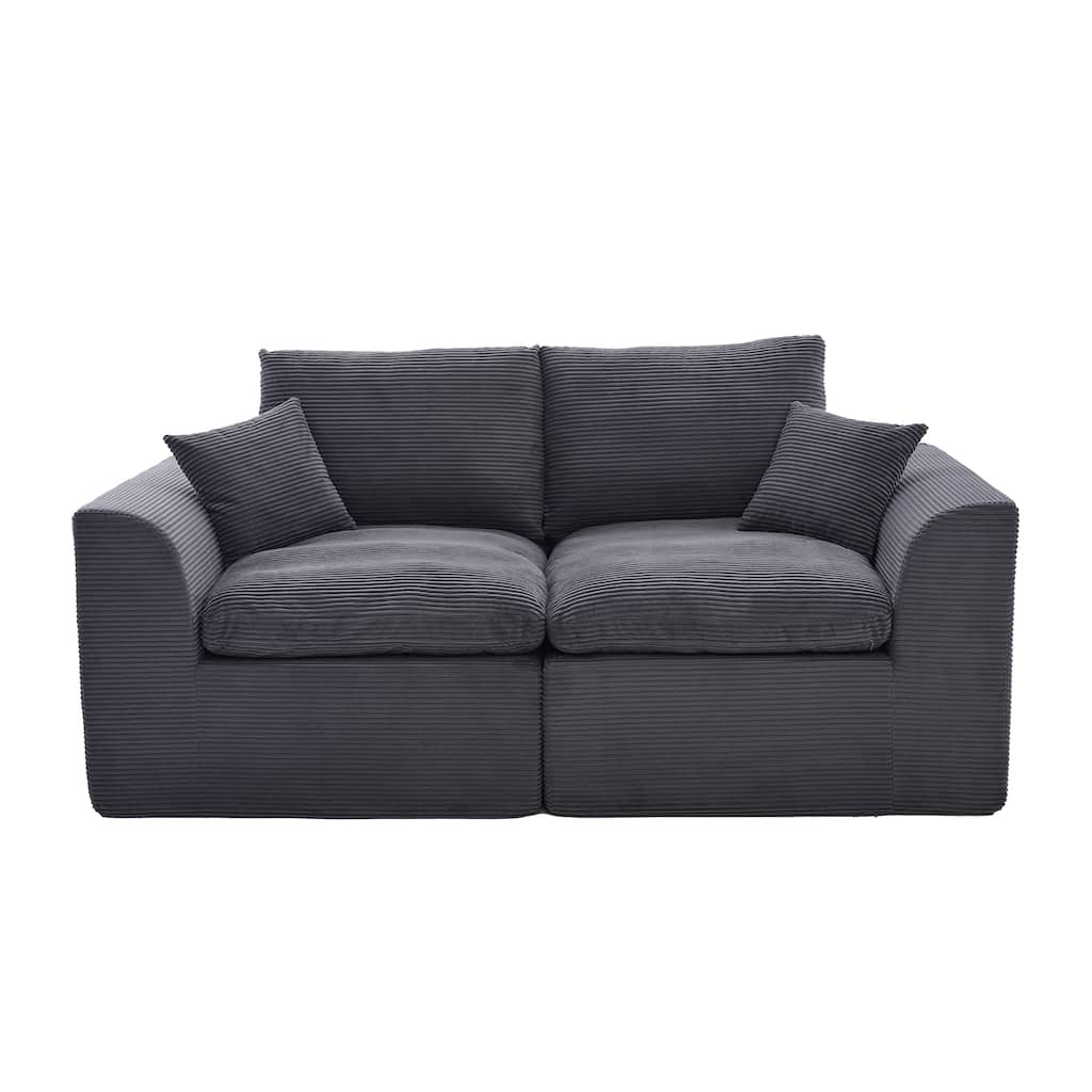 Sectional Sofa Loveseat with Armrests, Dark Gray Sofa Couch Sleeper Sofa Convertible Couch 2 Seat Sofa Couch