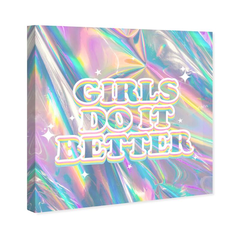 Wynwood Studio Canvas Typography and Quotes Girls Do It Better White and Metallic Silver Wall Art Canvas Print