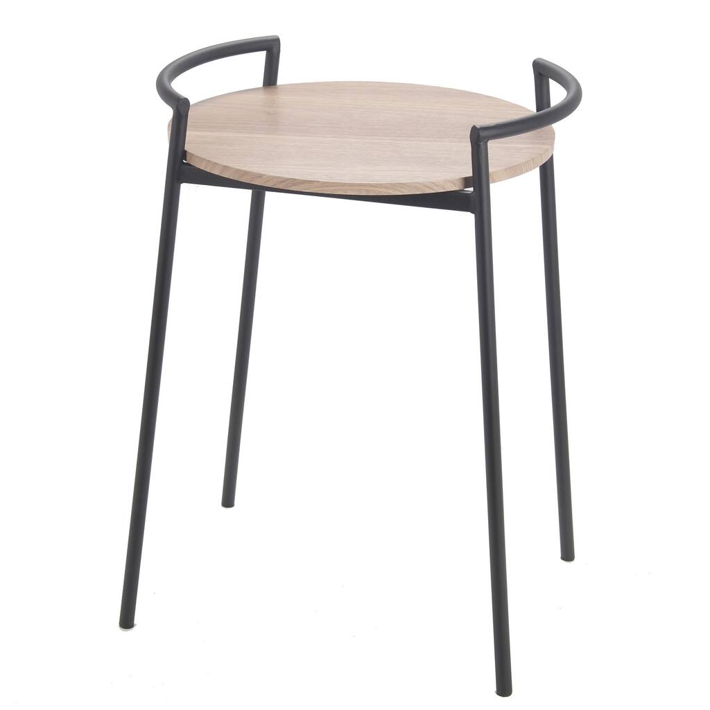 Round Accent Stand with Angled Metal Legs, Brown