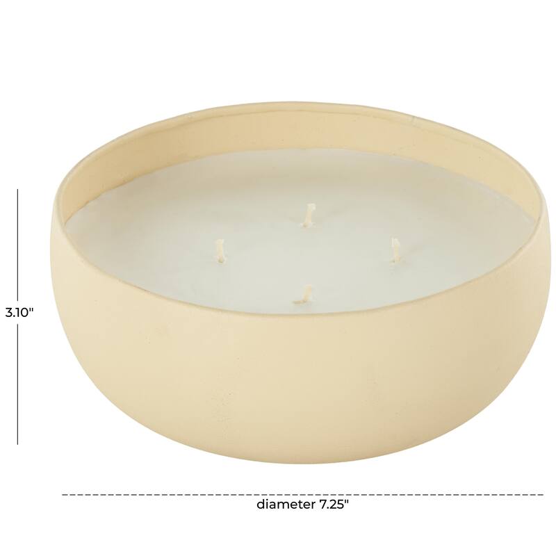 Beige, Black or Cream Metal Scented Textured 34oz 4 Wick Decorative Candle with White Wax