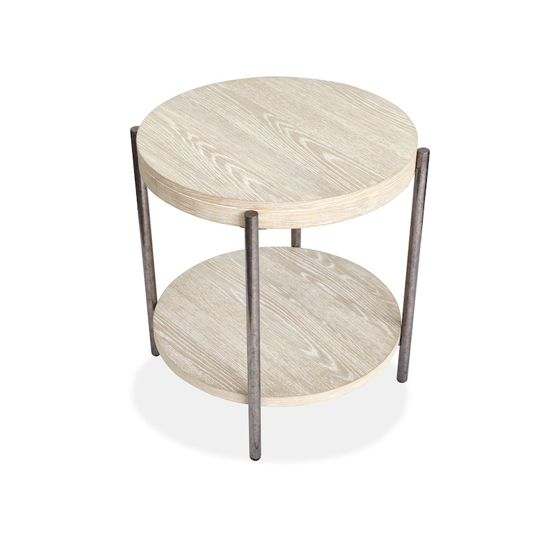 Magnussen Home Jennings Edgecomb Grey and Weathered Antique Nickel Round End Table - 24''W x 24''D x 24''H