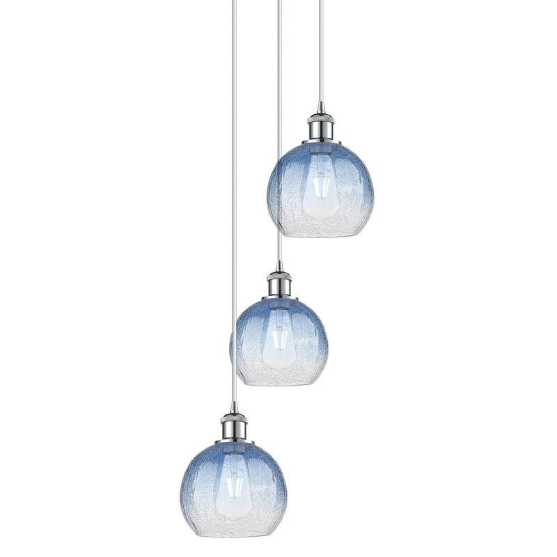 Innovations Lighting 113B-3P-31-15 Brookhaven Globe Pendant Brookhaven - Polished Chrome / Sapphire Blue