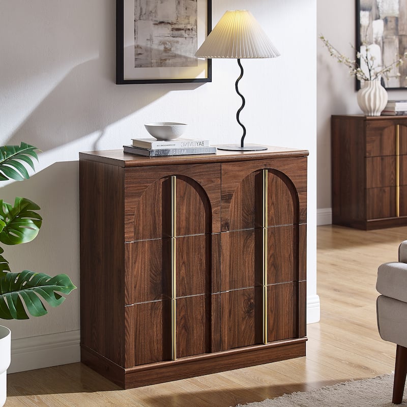 Buffet Cabinet with Arched Doors, Wood Sideboard with Adjustable Shelf