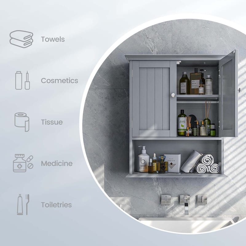 Costway Bathroom Wall Cabinet Medicine Storage Organizer with - See details