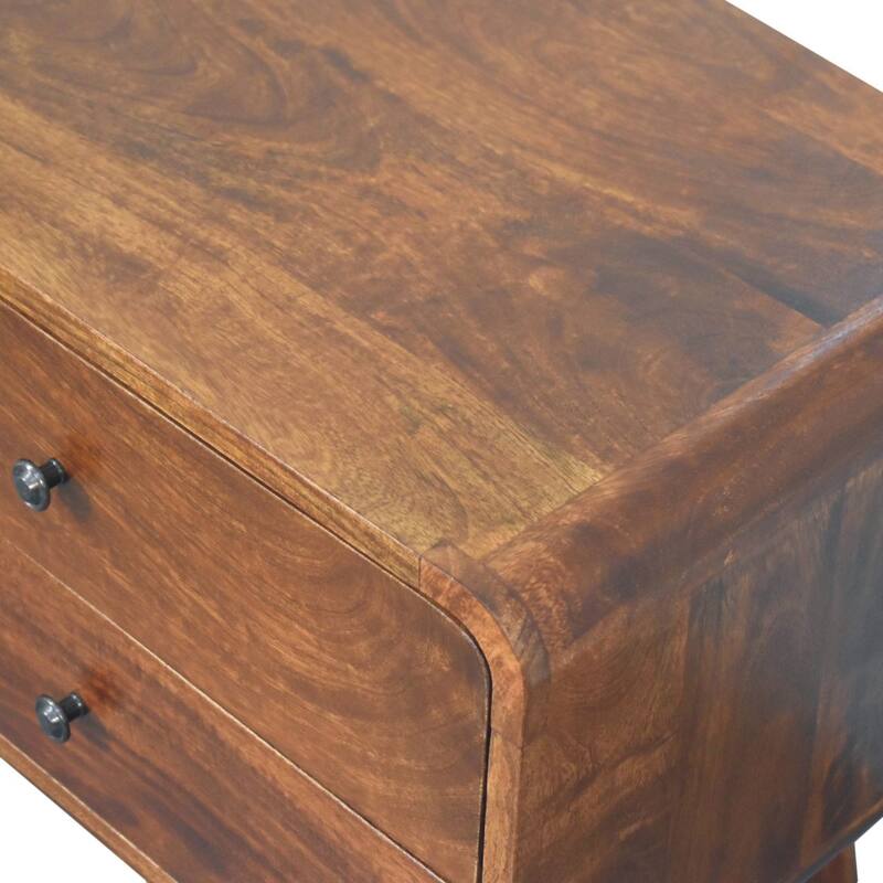 HomeRoots 24" Chestnut Solid Wood Two Drawer Nightstand
