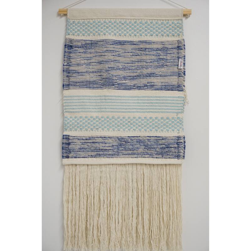 Home&Manor Wool and Cotton Large Macrame Wall Hanging with Rod Included - Exact Size