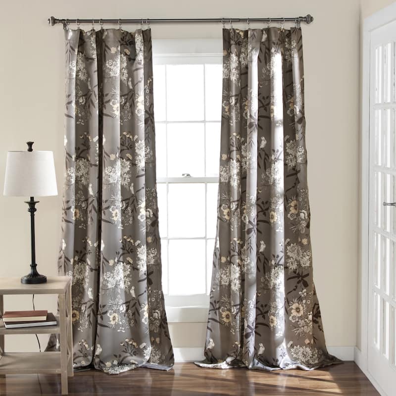 The Gray Barn Dogwood Floral Curtain Panel Pair - 95 Inches - Gray