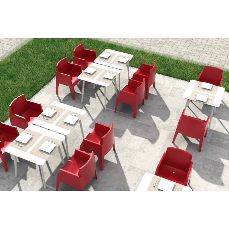31.5" White Patio Outdoor Square Dining Table