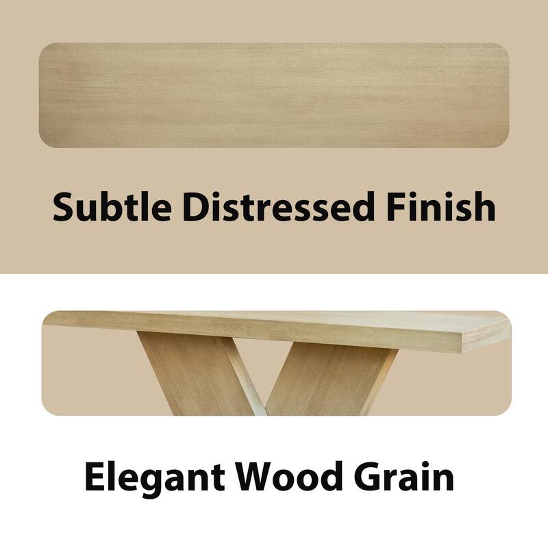 Modern 66.15" Console Table with X-Leg and Solid Wood Veneer for Entryway or Hallway Space in Mid-Century Style