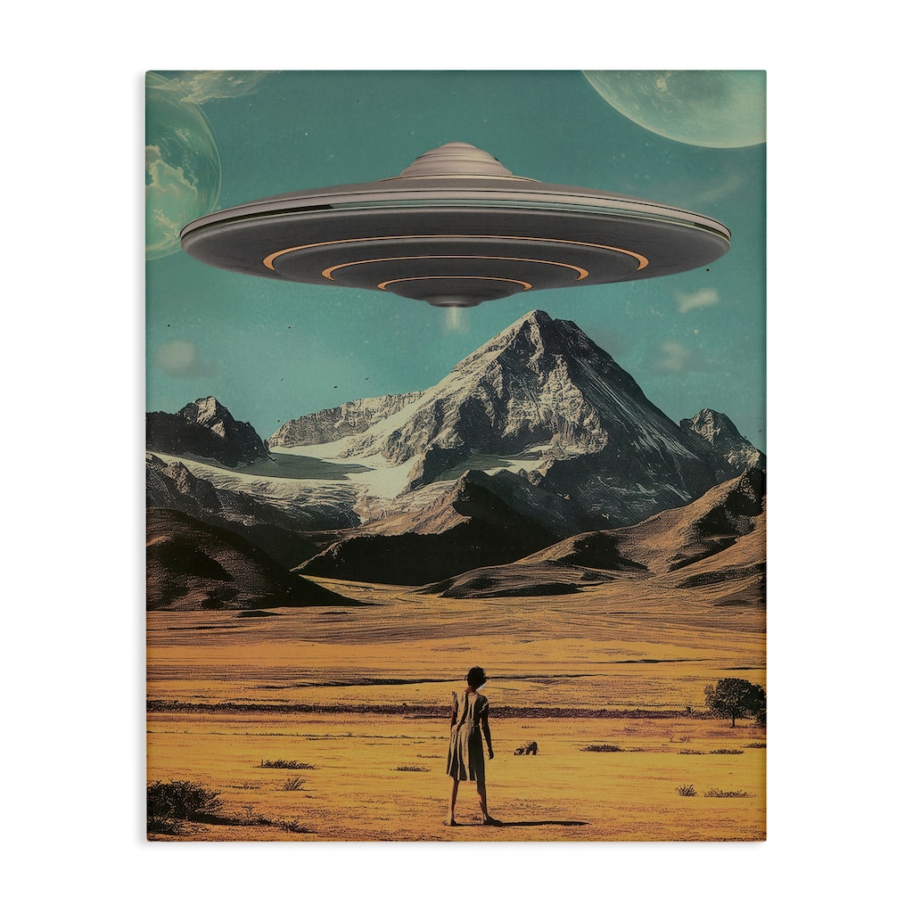 Stupell Woman with Overhead UFO Canvas Wall Art Design By Wumples
