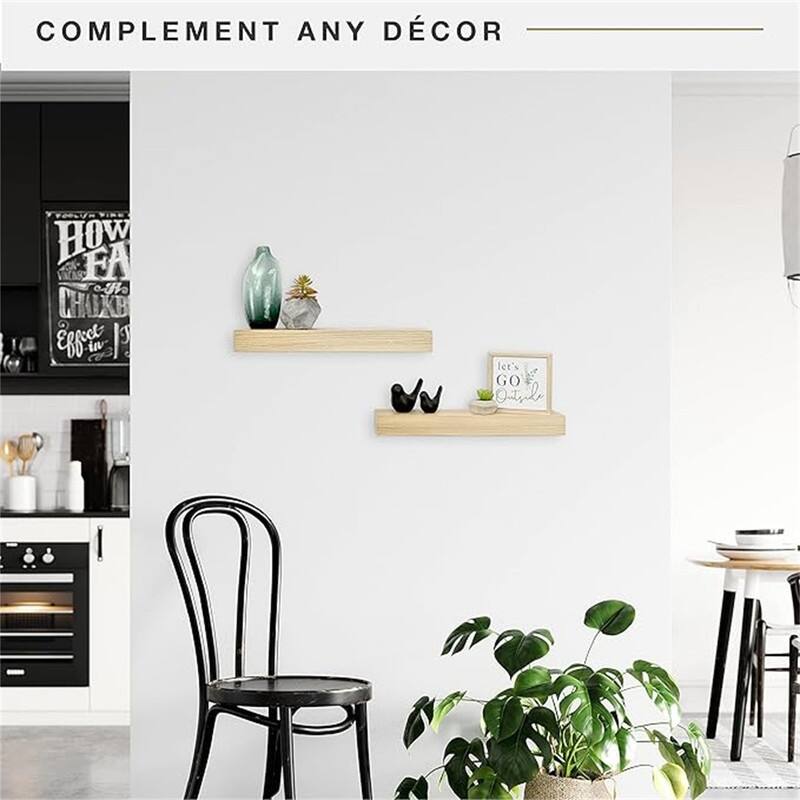 Natural Woodgrain Floating Shelves, 18 Inch x 4 Inch, Set of 2, 18 x 4 - 4"D x 18"W x 2"H