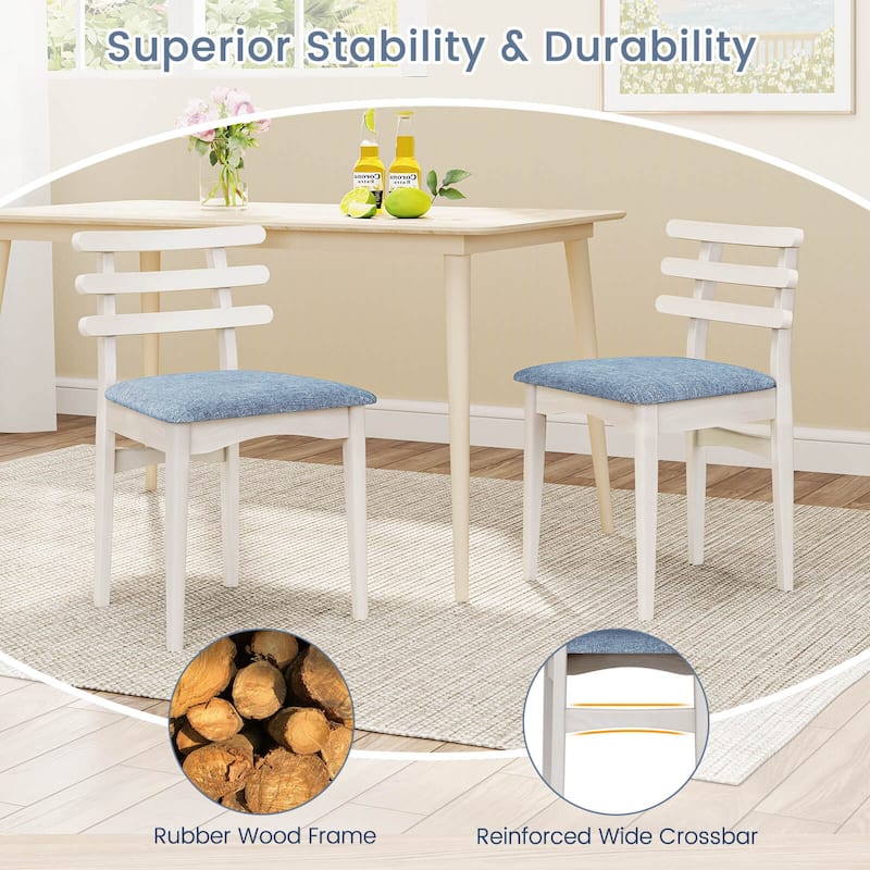 Costway Dining Chairs Set of 2/4 with Rubber Wood Frame Padded Seat &