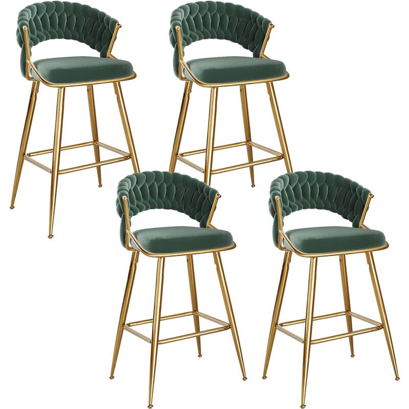 25.2" Modern Velvet Counter Stool with Gold Accents, Ergonomic Design & Plush Seat for Kitchen Island & Bar