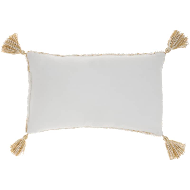 57 Grand by New Concept Washables Woven Triangles Tassel Throw Pillow , ( 12" x 20" )