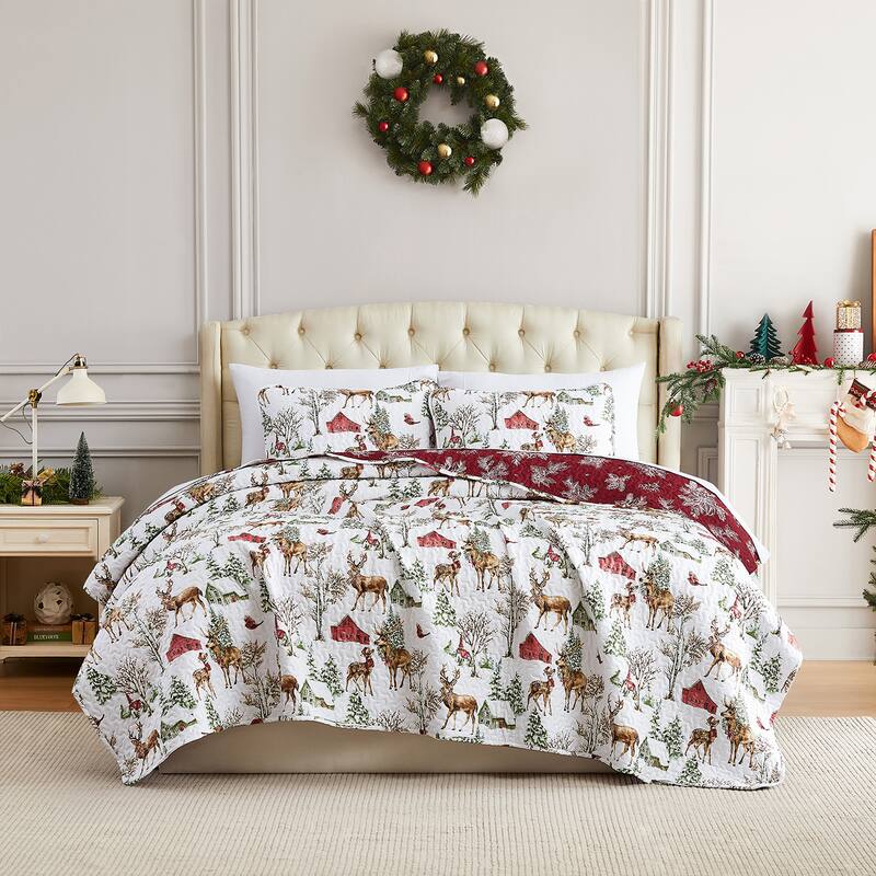 White Christmas Oversized 3-piece Quilt Set - Twin - 1 Piece