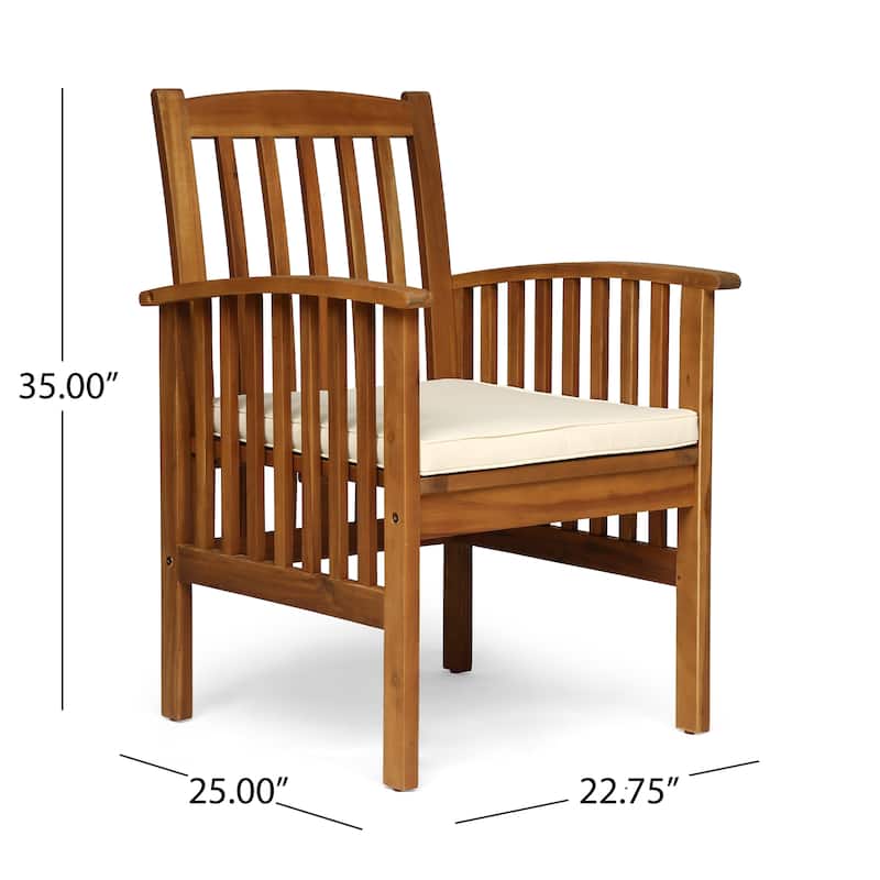 Casa Outdoor Acacia Wood Dining Chairs with Cushions (Set of 2) by Christopher Knight Home