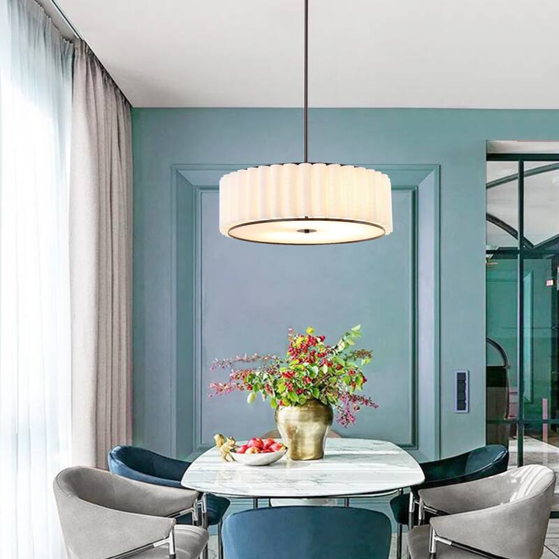 GetLedel 24 in. 5-Light Dimmable Pleated Drum Chandelier