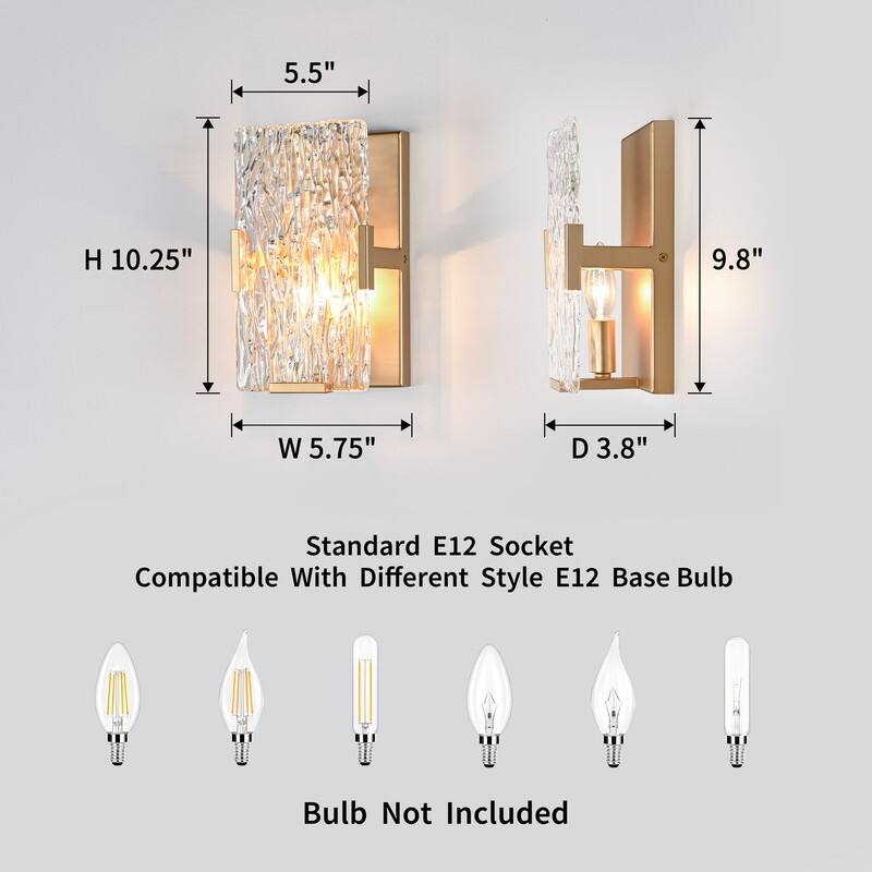KAWOTI Glam 1- Light Wall Sconce with Textured Glass Shade