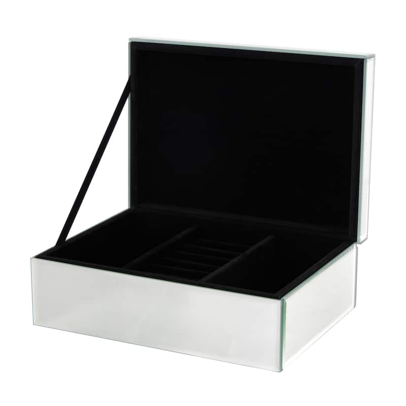 Glass Mirrored Jewelry Box with Pink or Black Bubble Textured Balls - Silver - Roche River Decor