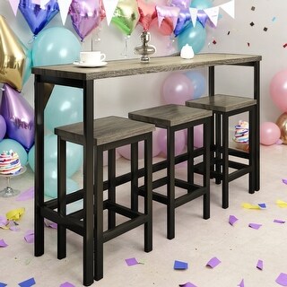 Counter Height Extra Long Dining Table Set with 3 Stools Pub Kitchen ...
