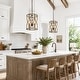 preview thumbnail 2 of 13, LALUZ Farmhouse 3-Light Wood Cage Lantern Chandelier Rustic Pendant for Kitchen Island Foyer