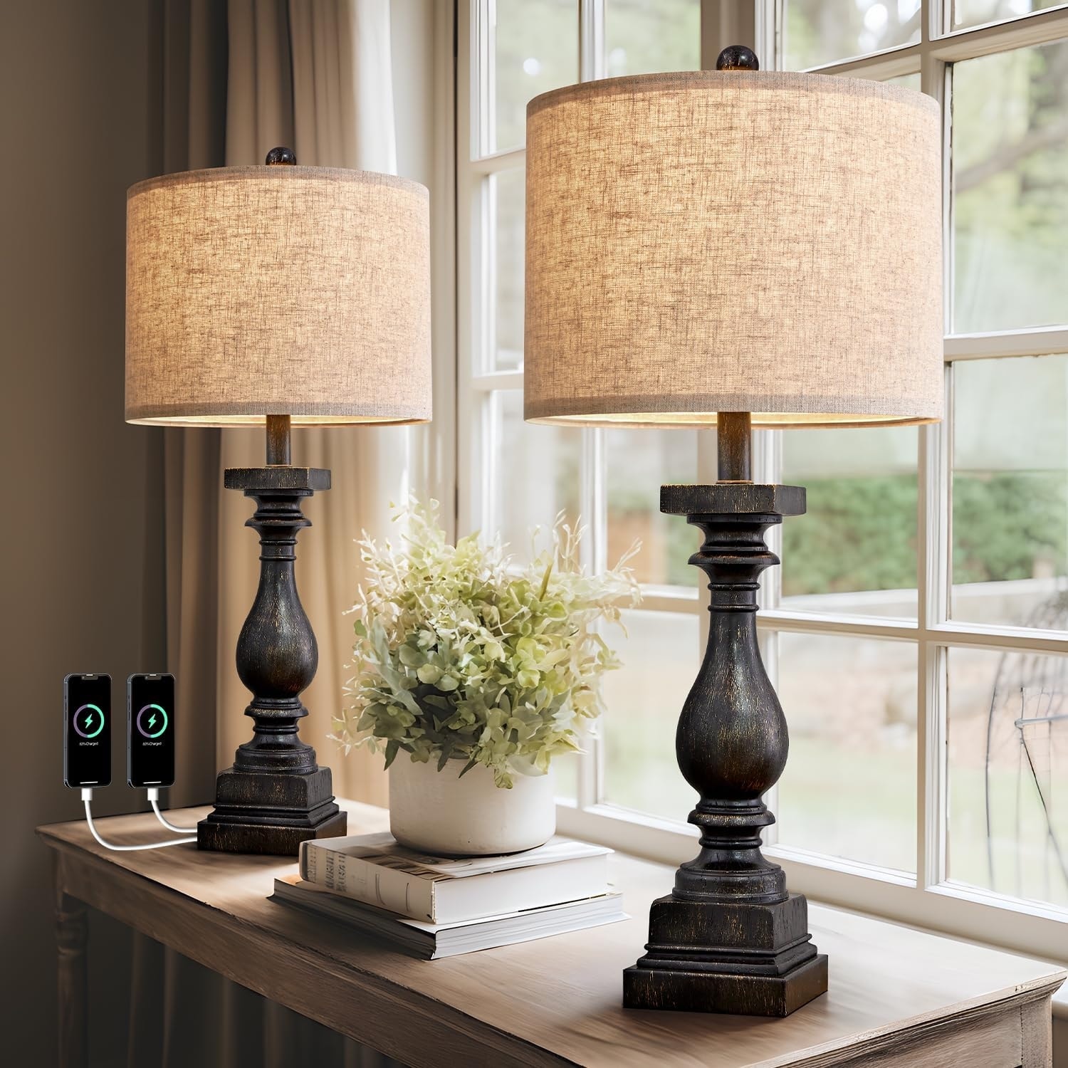 Living Room Black Farmhouse Table Lamp 360 Lighting 24