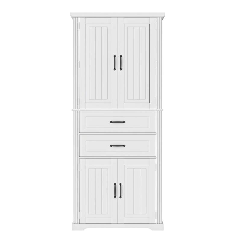 Storage Cabinet with Multi-Functional Storage Space, 2 Drawers with Slide Rails, Adjustable Shelf, Black