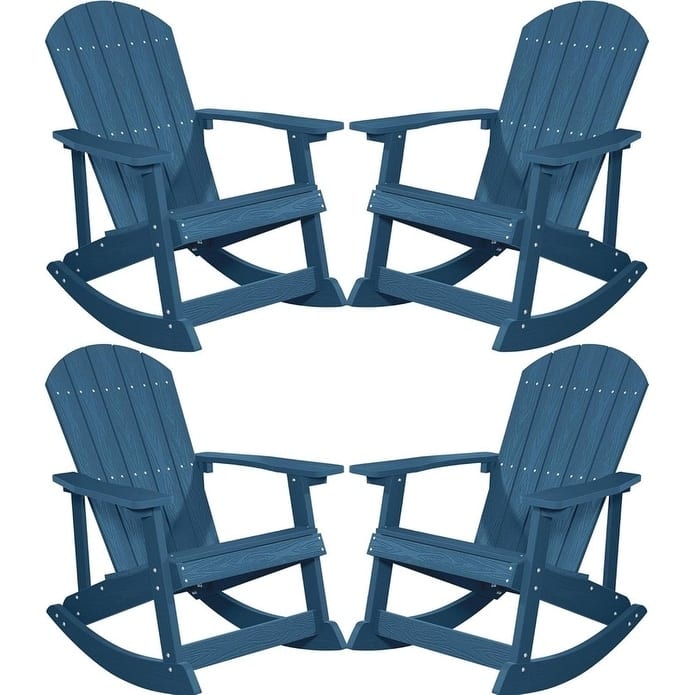 WINSOON HIPS All Weather Outdoor Indoor Oversized Rocking Chair,Adirondack Rocking Chair Set of 4