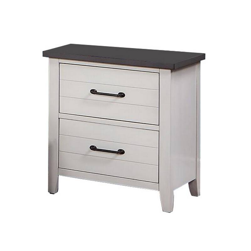 White/Gray 2 Drawer 22 in. W Nightstand with Sturdy Hardware and Ample Storage