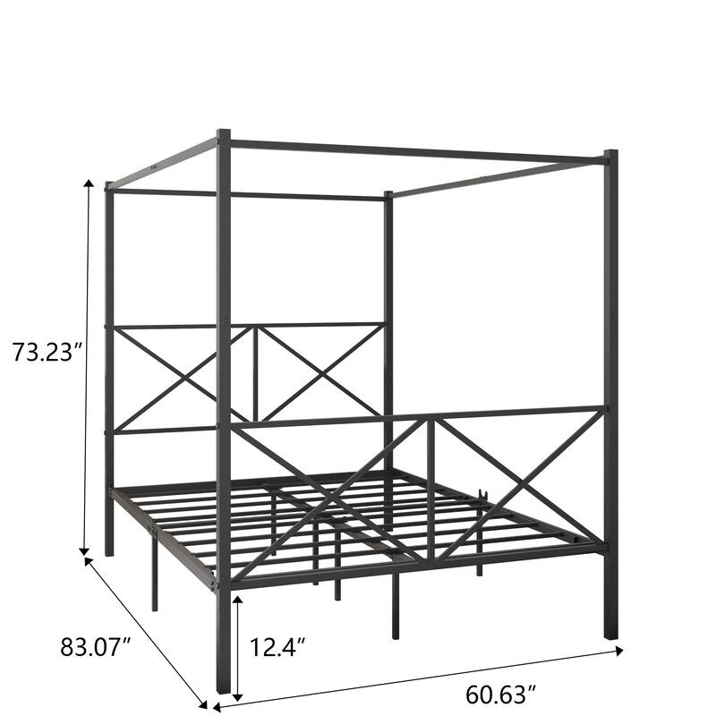 Queen Size Platform Bed with X Shaped Frame