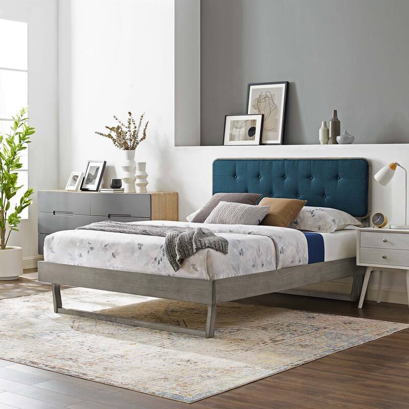 Bridgette Full Wood Platform Bed With Angular Frame