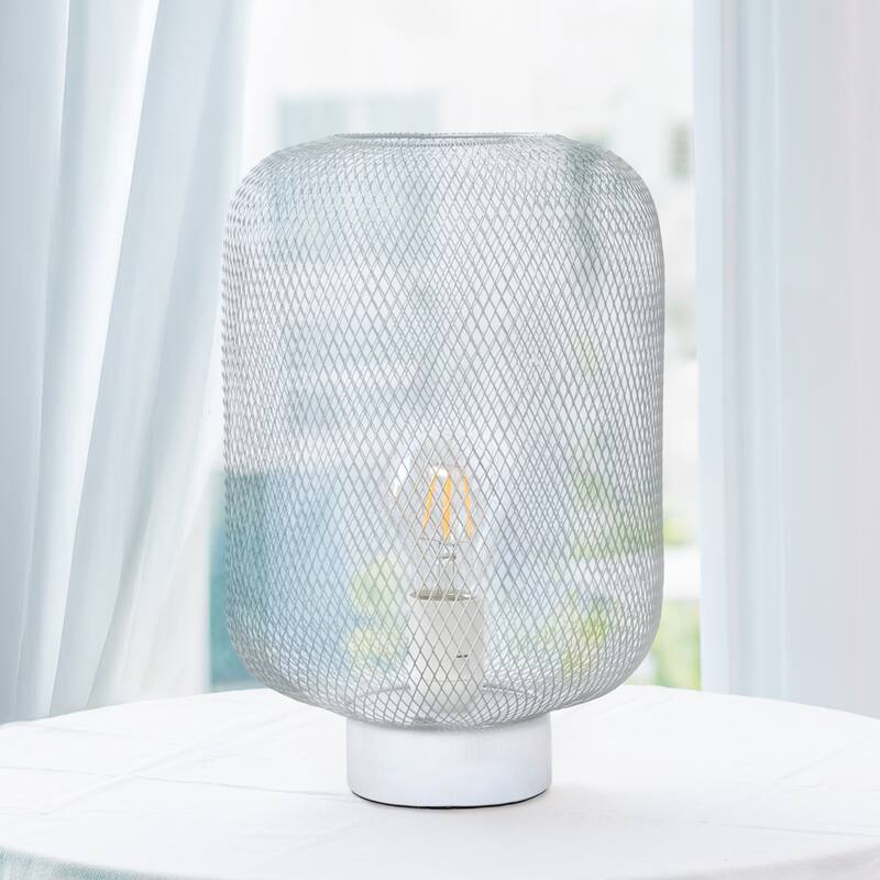 Metal Mesh Cylinder Table Lamp with On/Off Switch - 8.50 x 8.50 x 11.80 in. (L x W x H)