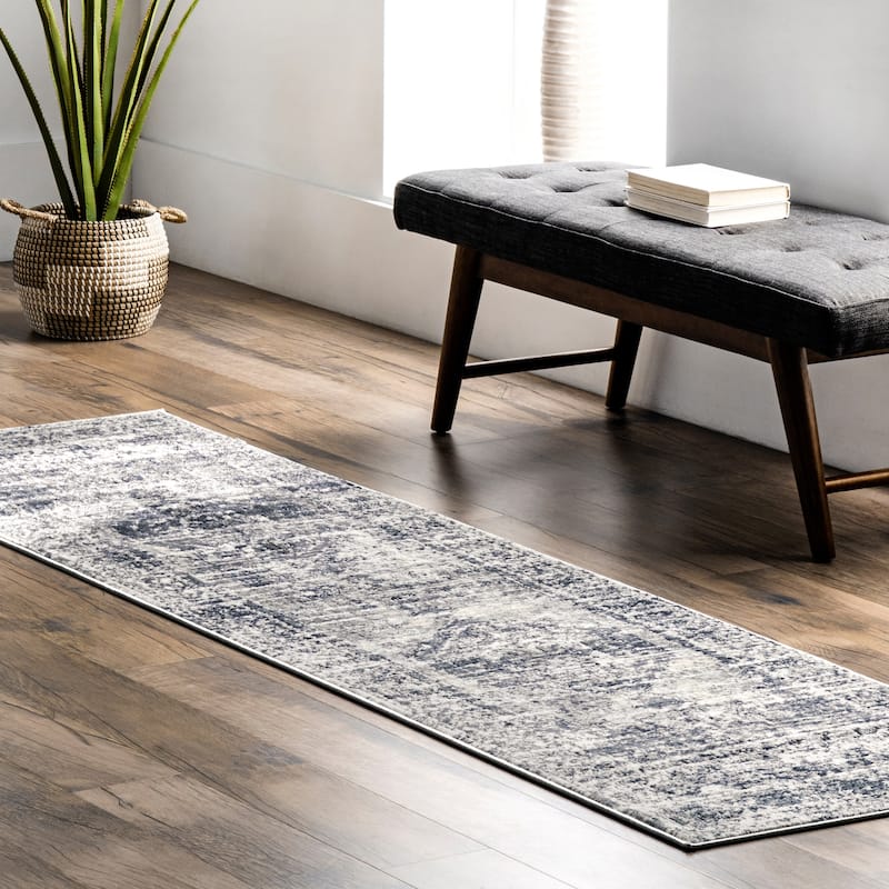 Nuloom Jayla Barbed Iris Medallion Area Rug - 2' x 8' - Blue - Runner