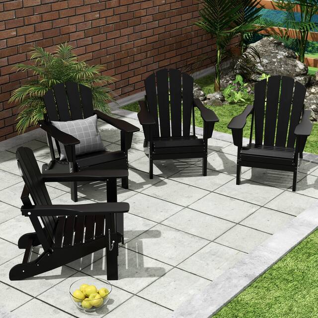 Laguna Folding Poly Eco-Friendly All Weather Outdoor Adirondack Chair (Set of 4) - Black