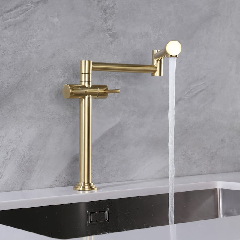 Modern Two Handle Solid Brass Folding Stretchable Pot Filler Faucet