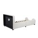 preview thumbnail 11 of 32, Twin Size Upholstered Platform Bed with Guardrail and Headboard,Modern Style Wood Bed