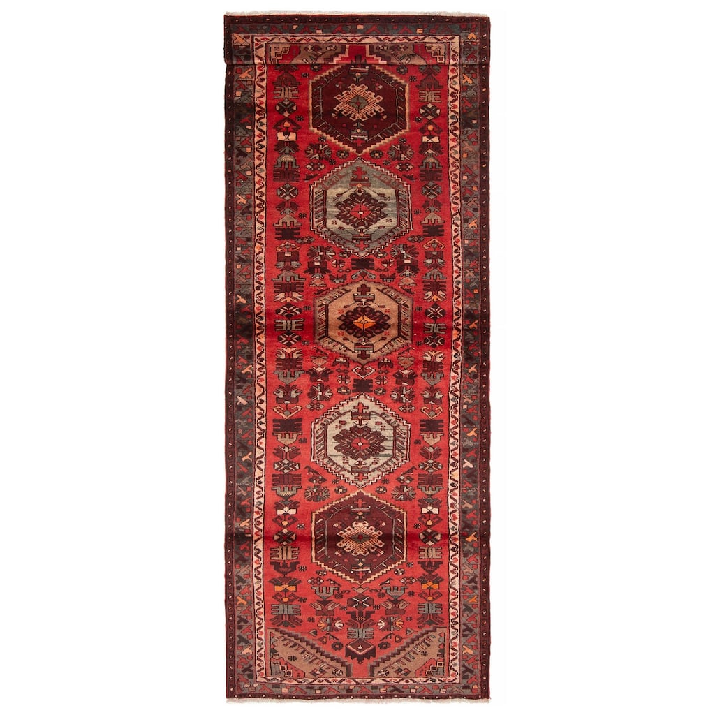 ECARPETGALLERY Hand-knotted Andelz Red Wool Rug - 3'5 x 9'9
