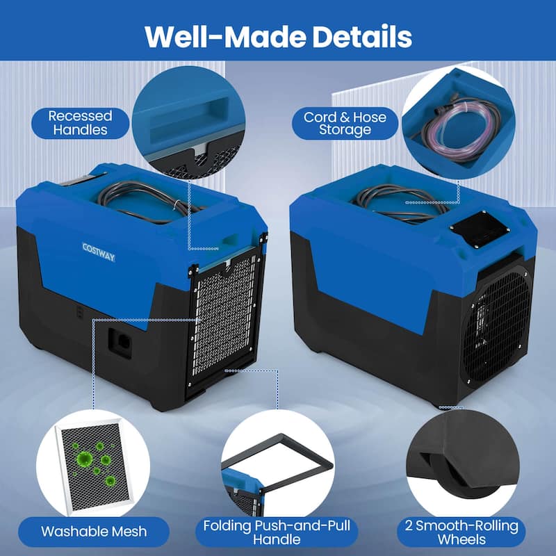Costway 140 Pints Commercial Dehumidifier with Pump, Drain Hose for - See Details