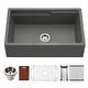 preview thumbnail 7 of 8, Houzer W-133-C Quartztone 33" Farmhouse Single Basin Granite Composite Slate