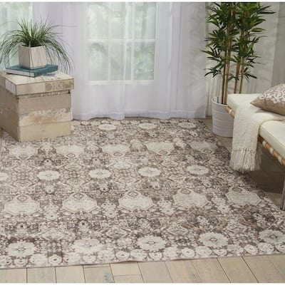 Silver Screen Floral Modern Area Rug