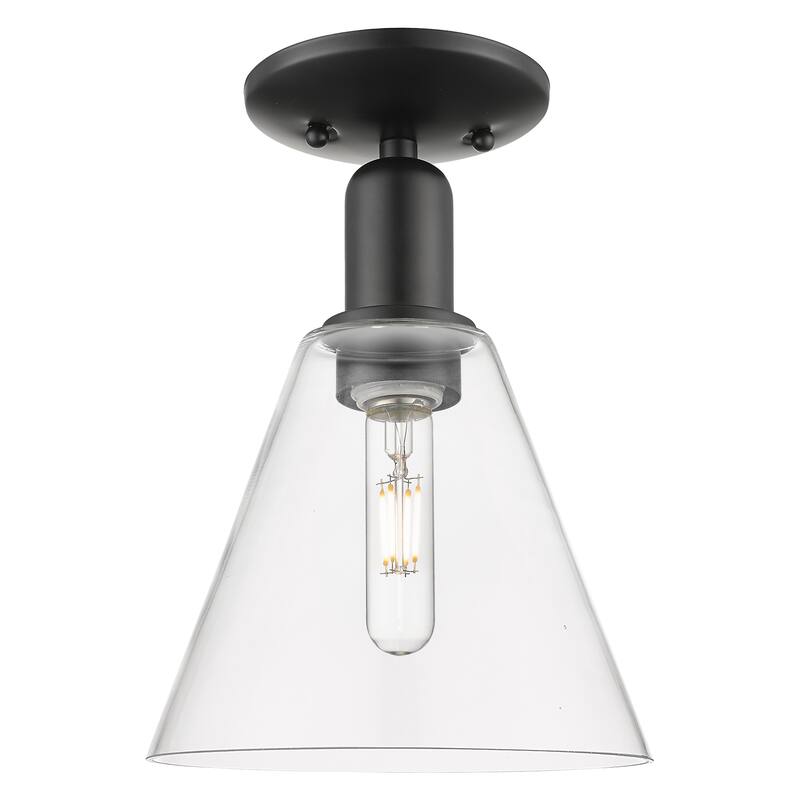 Innovations Lighting Endless Possibilities Arcadia - Berkshire Glass - 1 Light 8" Semi-Flush Mount - Clear/Matte Black