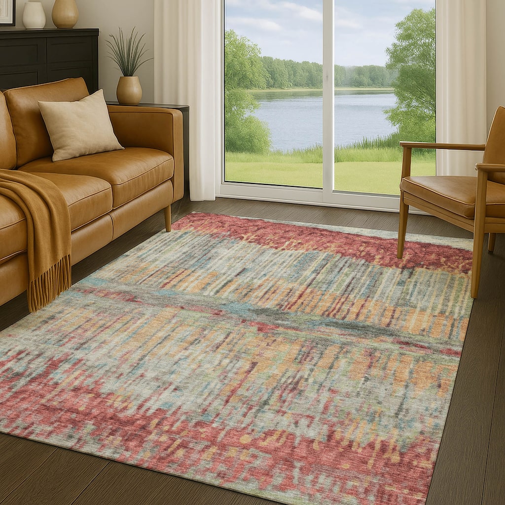 Machine Washable Indoor/ Outdoor Modern Ombre Chantille Rug