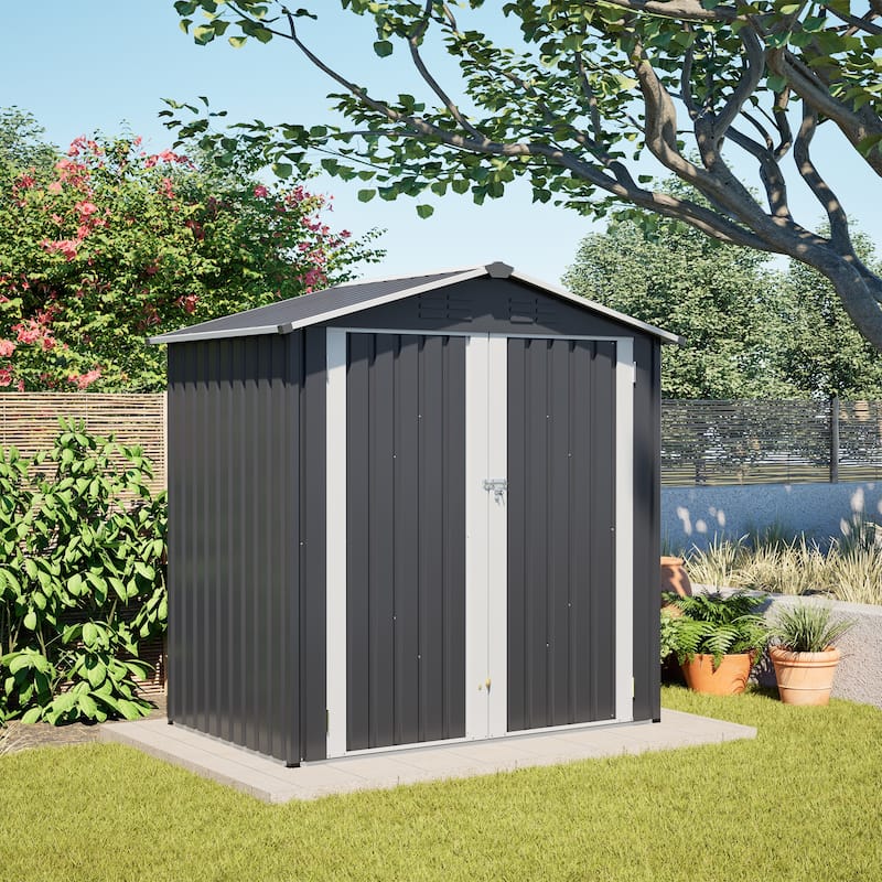 GDFStudio - Lucas All-Weather 6x4 ft Outdoor Storage Shed with Robust Construction and Easy Assembly