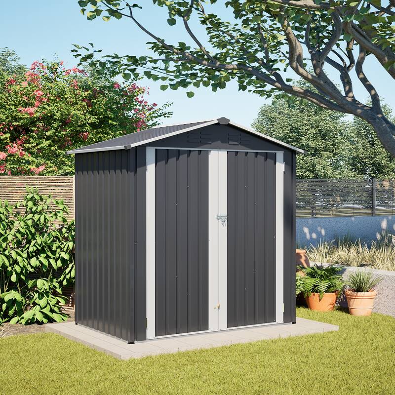 Metal Outdoor Storage Shed 6 x 4 FT Metal Shed with Lockable Door,Waterproof Garden Tool Shed Storage House