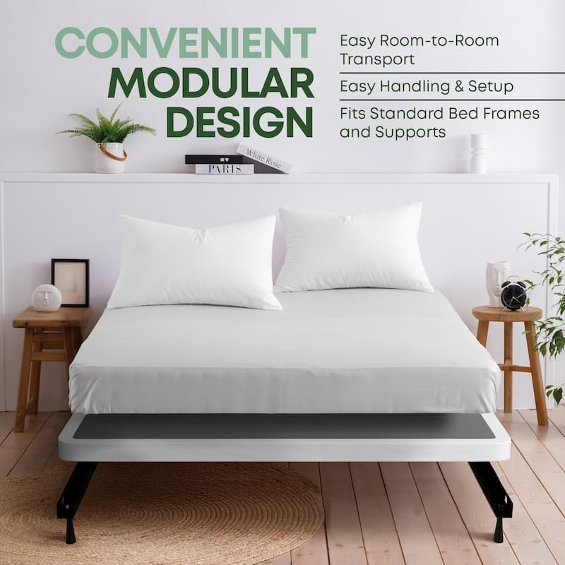 Unassembled Box Spring - 2.5" & 10" Wood Box Spring Only, Quiet Noise-Free Replacement Mattress Foundation, Easy Assembly, White